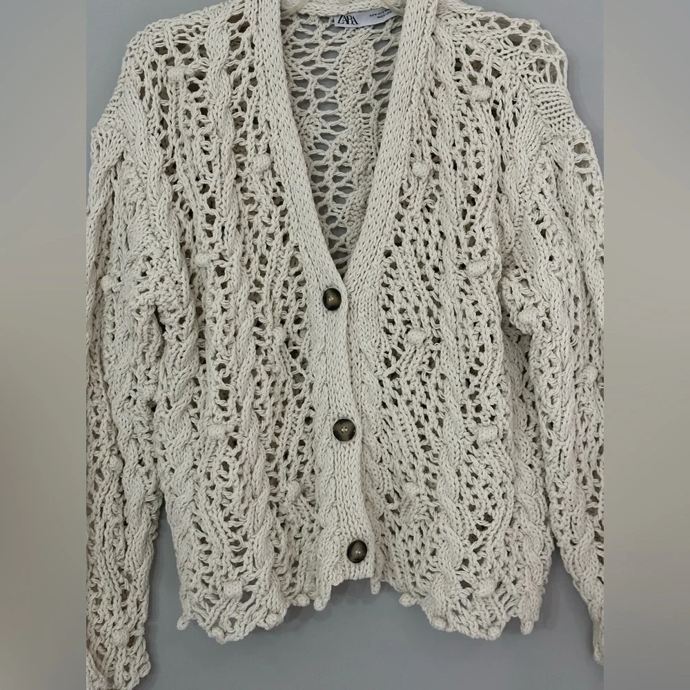 Zara: Women’s Crochet Button Up Sweater- Size Medium - Picture 2 of 10